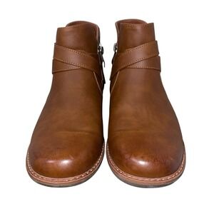 VEPOSE Brown Women's Ankle Boot With Buckle Rubber Outsole 7.5